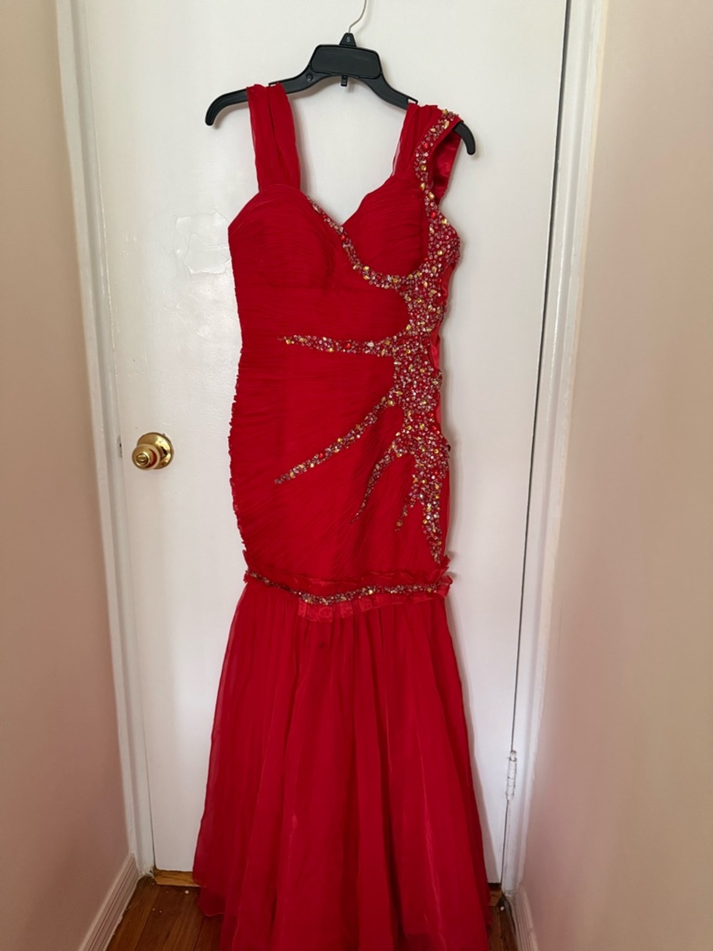 Cinderella Red Beaded Mermaid Wedding Dress